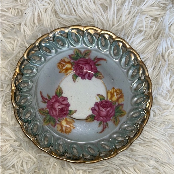 Other - Royal Halsey China Floral Decorative Plate with Gold Accents